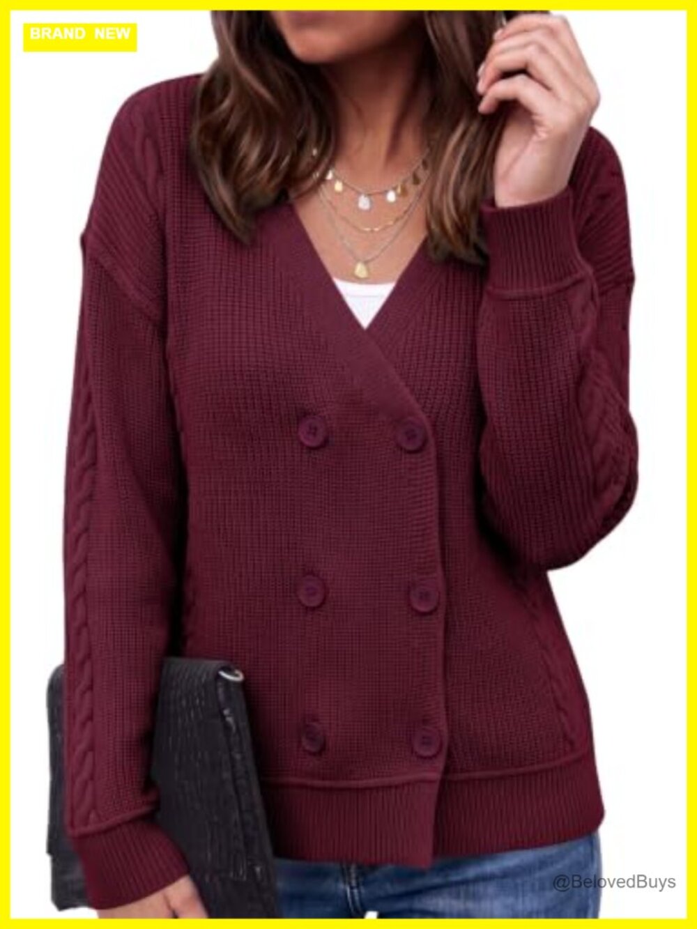 Sidefeel Cardigan Sweaters for Women Long Sleeve Wrap V Neck Fall Outfits